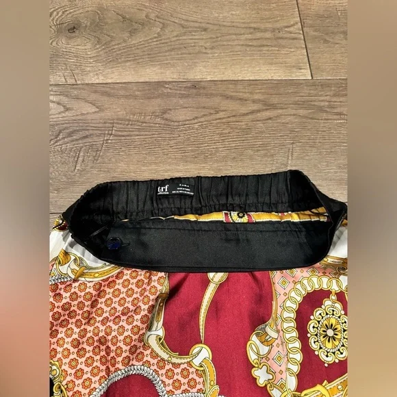 Zara Chain Print Pleated Midi Wrap Skirt, Size L-XL - Picture 8 of 14